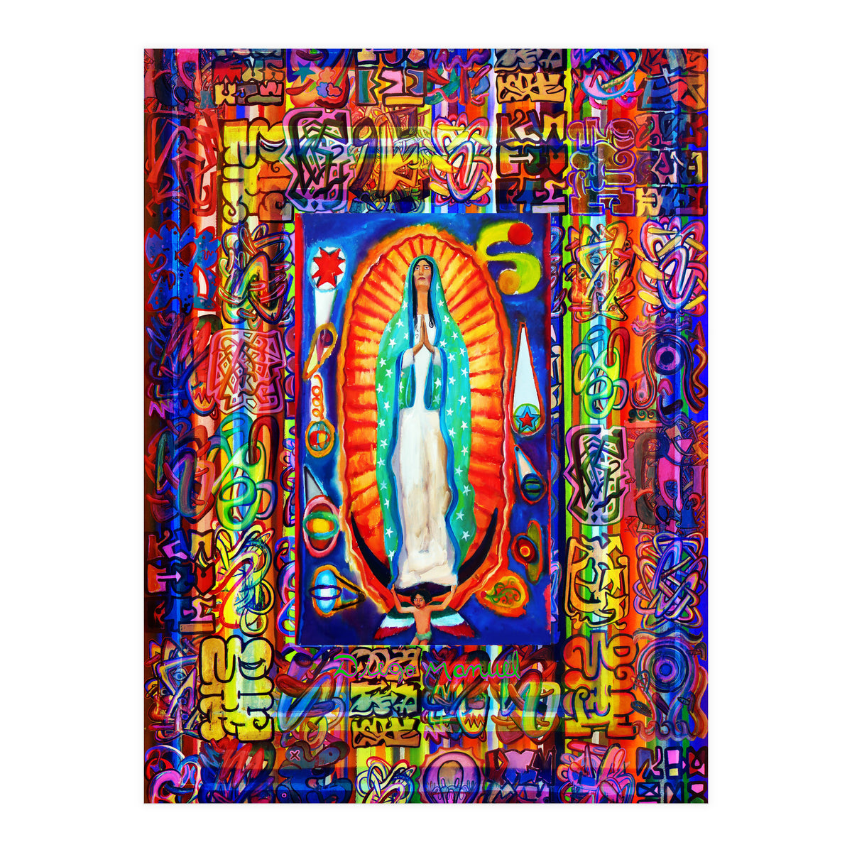 Graffiti Digital 2022 342 and Virgin of Guadalupe (Print Only)