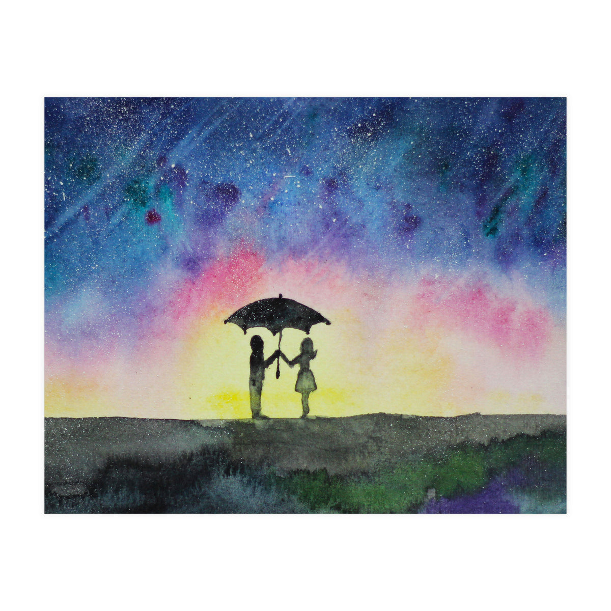 Under the star rain || watercolor (Print Only)