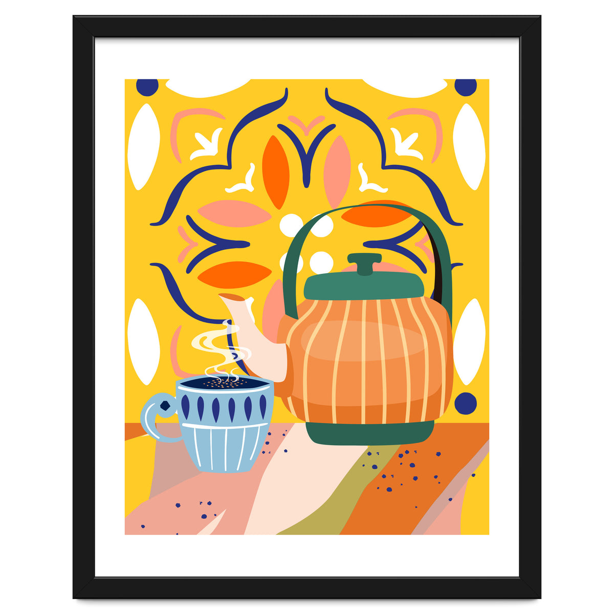 Pumpkin Spice Latte | Tea Chai Kettle & Cup | Modern Bohemian Colorful India | Eclectic Culture