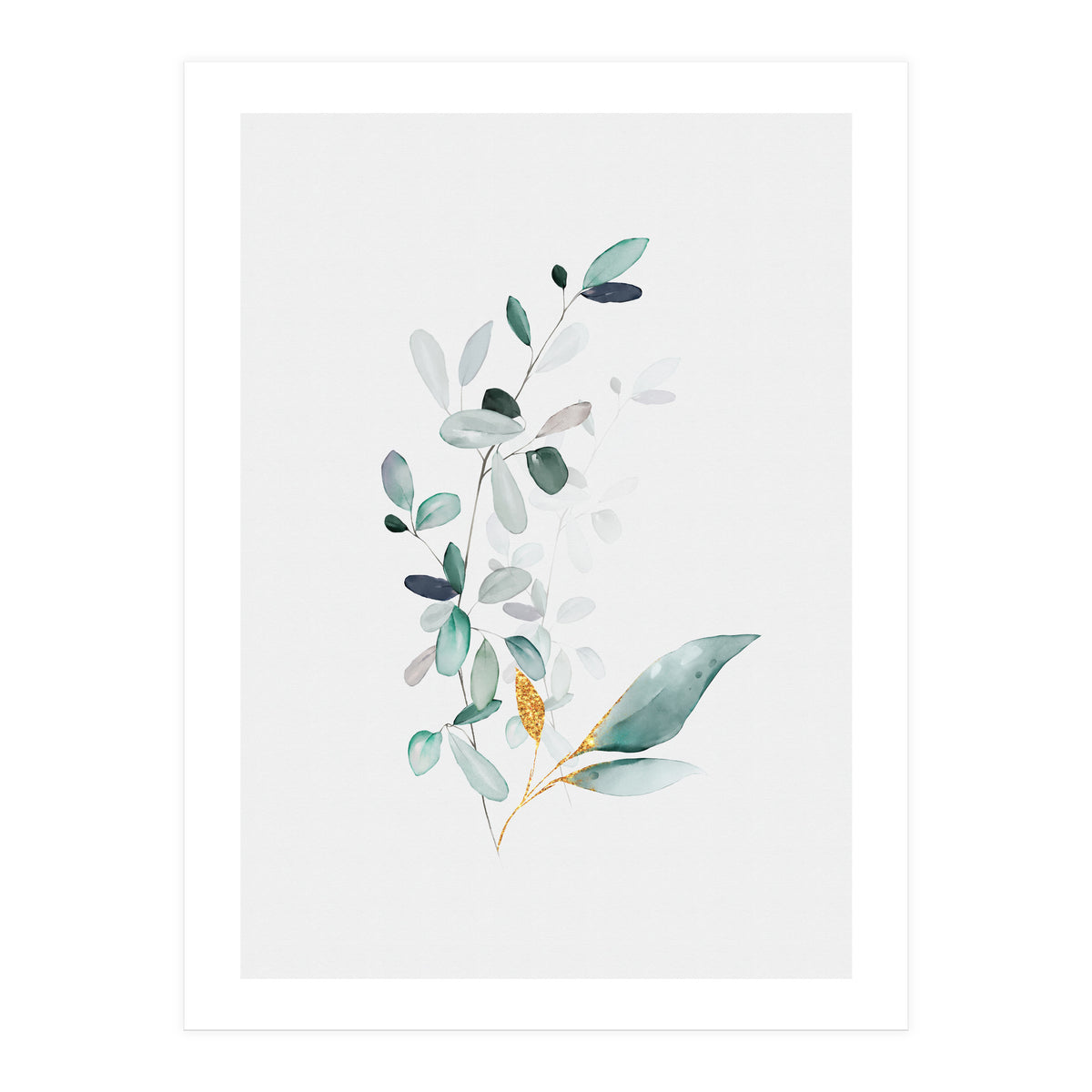 Modern Botanical Gold & Sage Study 01 (Print Only)