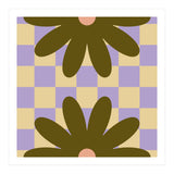 Retro Geometric Simple Flower on Checkerboard (Print Only) thumbnail