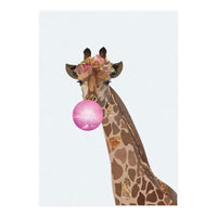 Bubble gum Giraffe Portrait (Print Only)