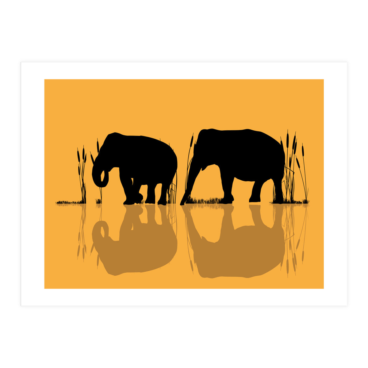 Elephants In The Water (Print Only)