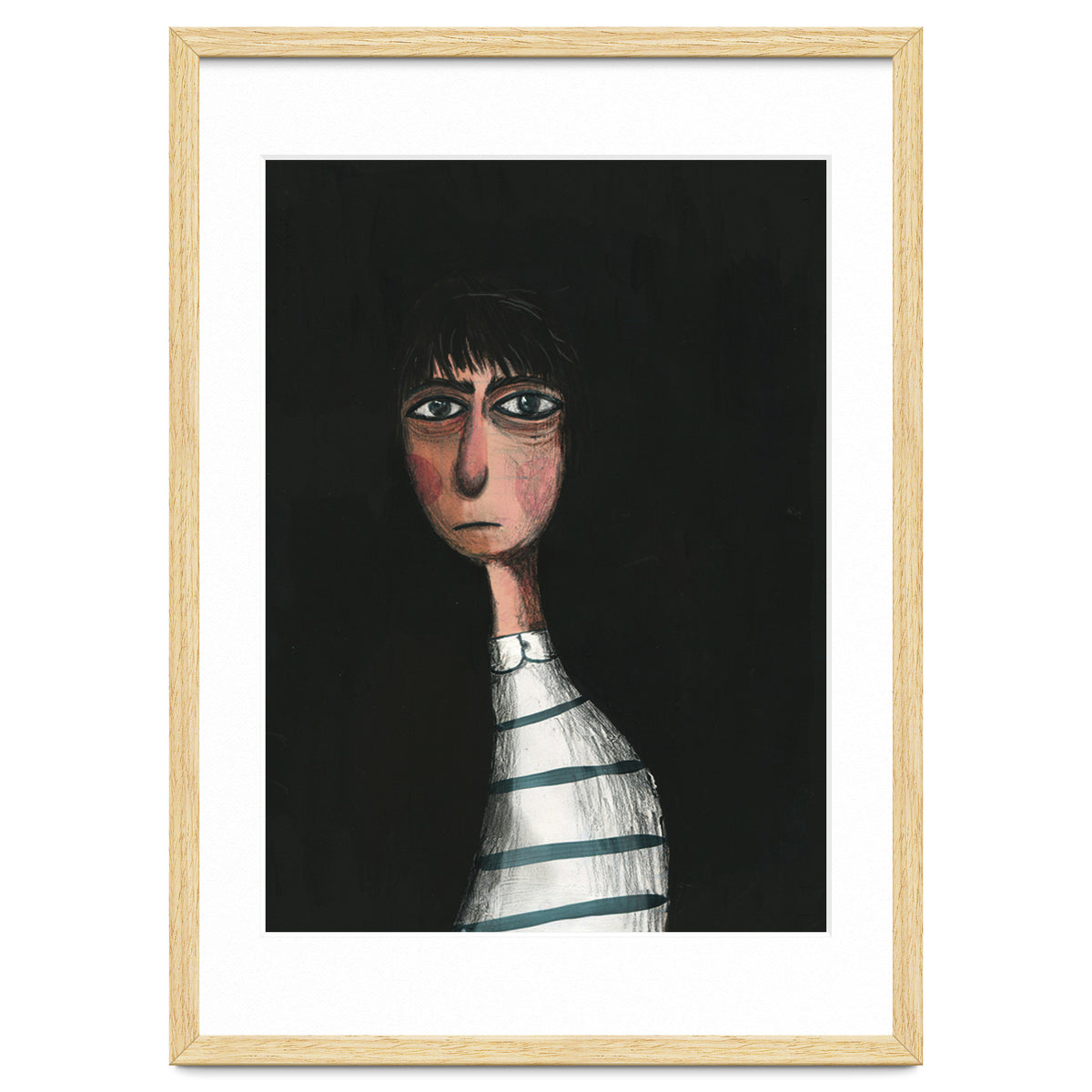 Seated Woman In Stripes