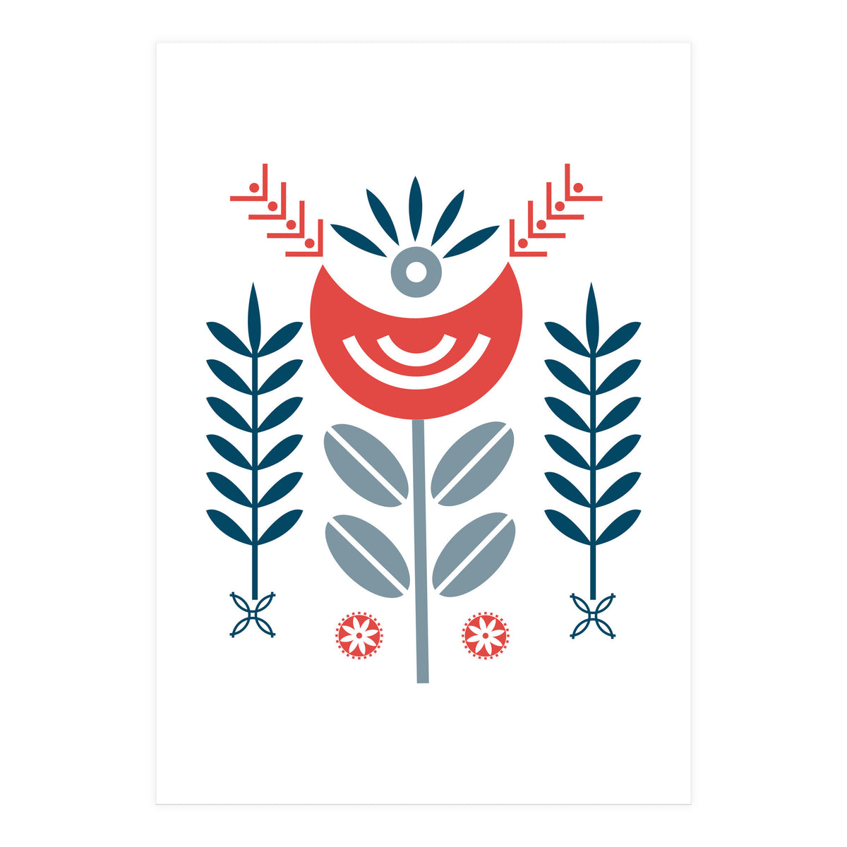 Scandi Folk Flower Pattern (Print Only)