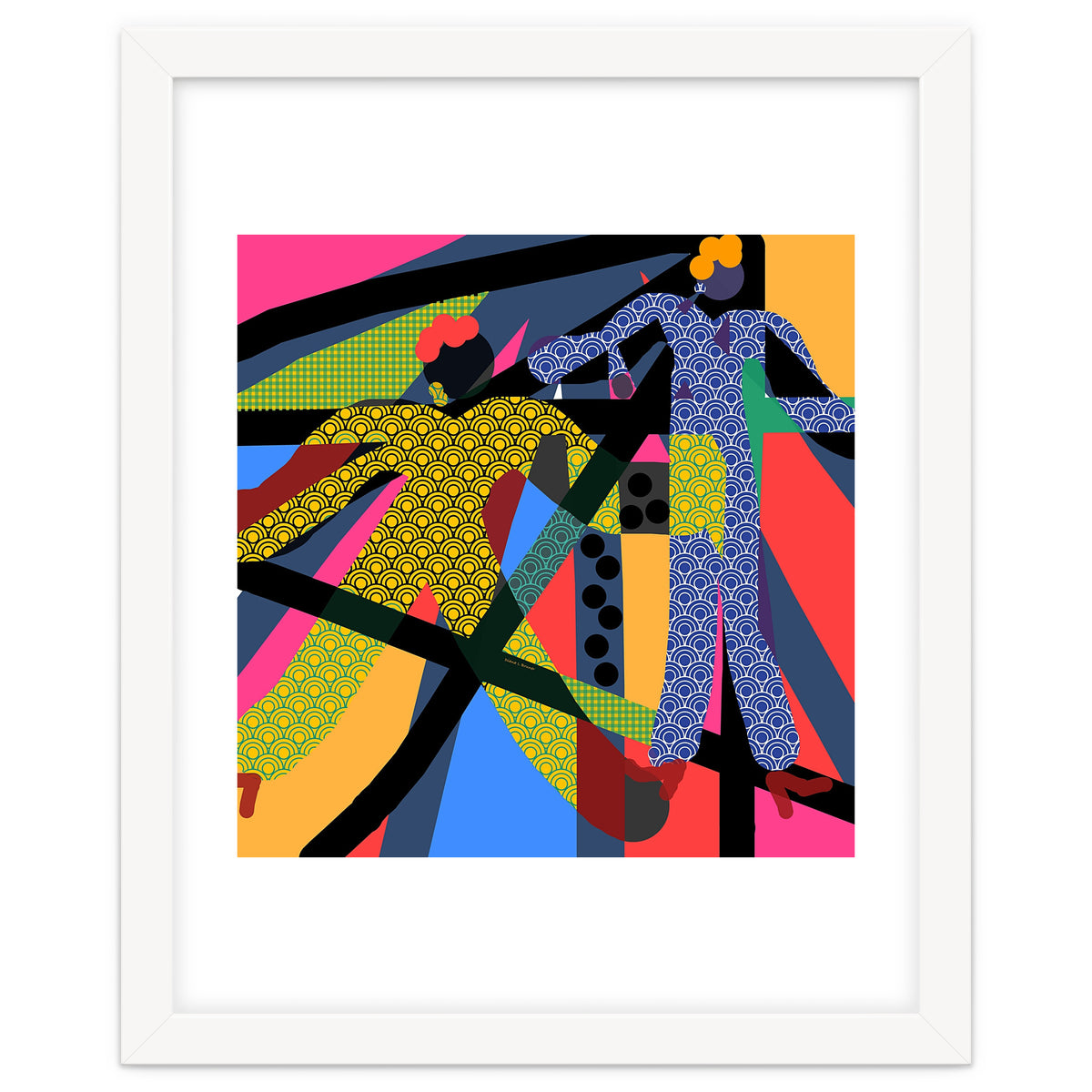 LADIES WEARING YELLOW AND BLUE PATTERNS