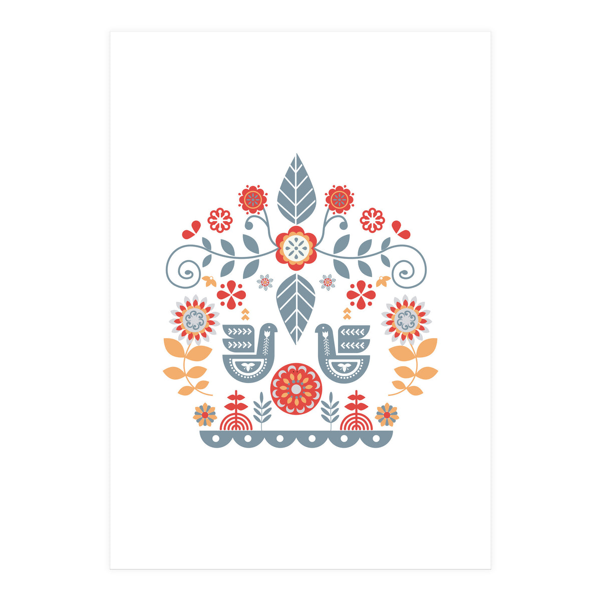 Scandinavian Folk Art Pattern (Print Only)
