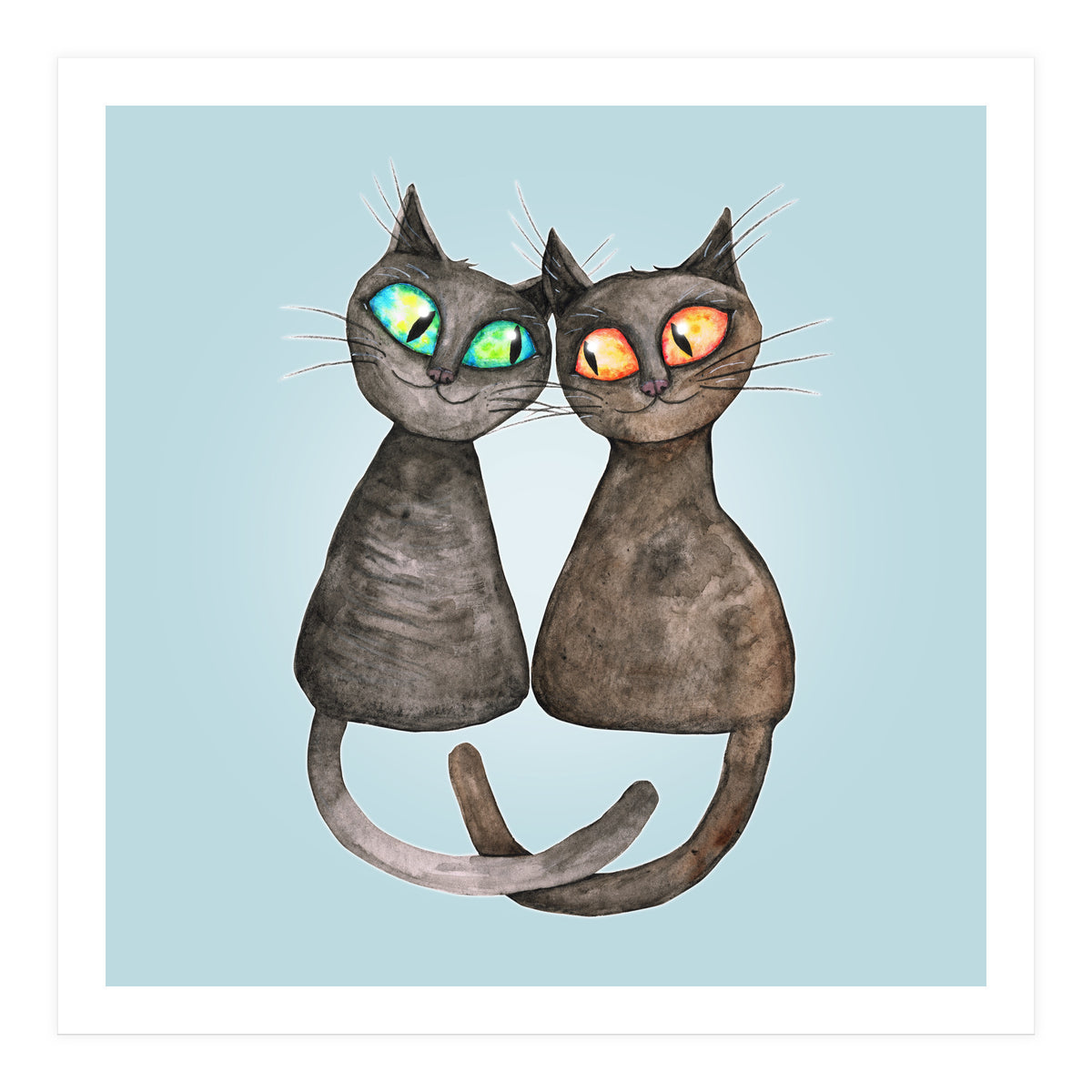 Two cute loving cats (Print Only)