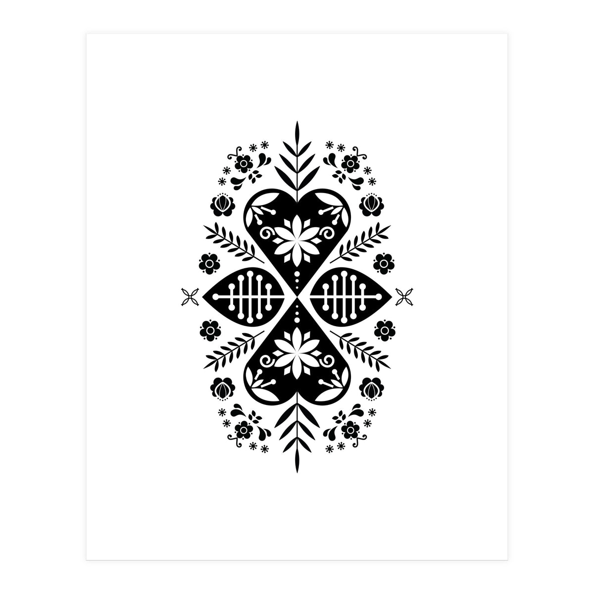 Scandinavian Folk Pattern Monochrome (Print Only)