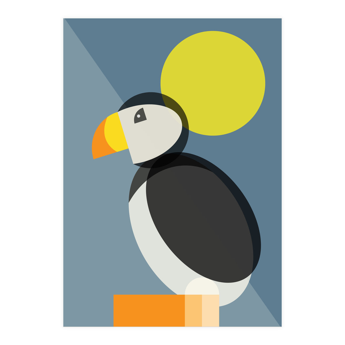 Mid Century Geometric Puffin (Print Only)