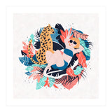 Yellow Hair Tropical Girl With Cheetah (Print Only) thumbnail