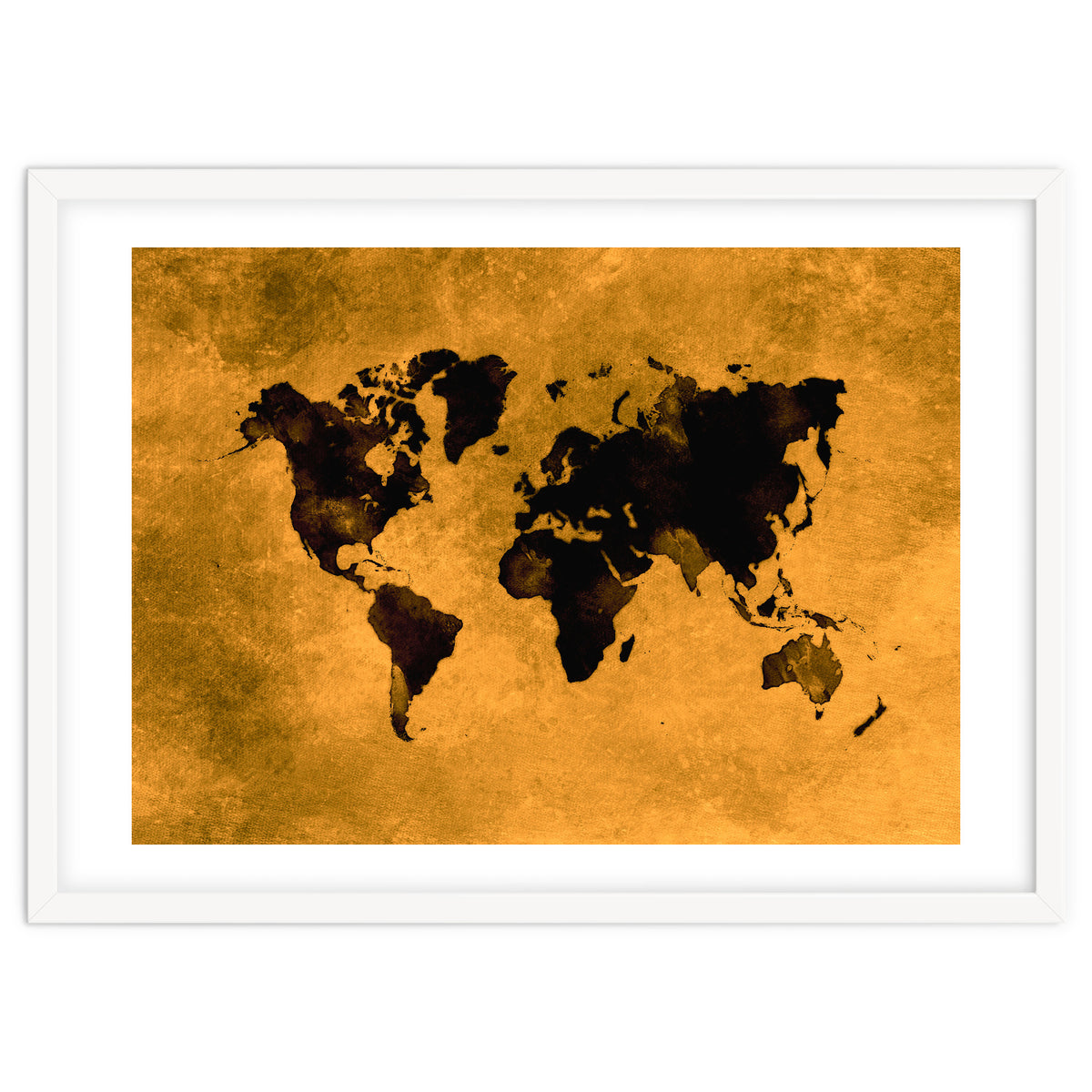 World Map black and yellow digital art