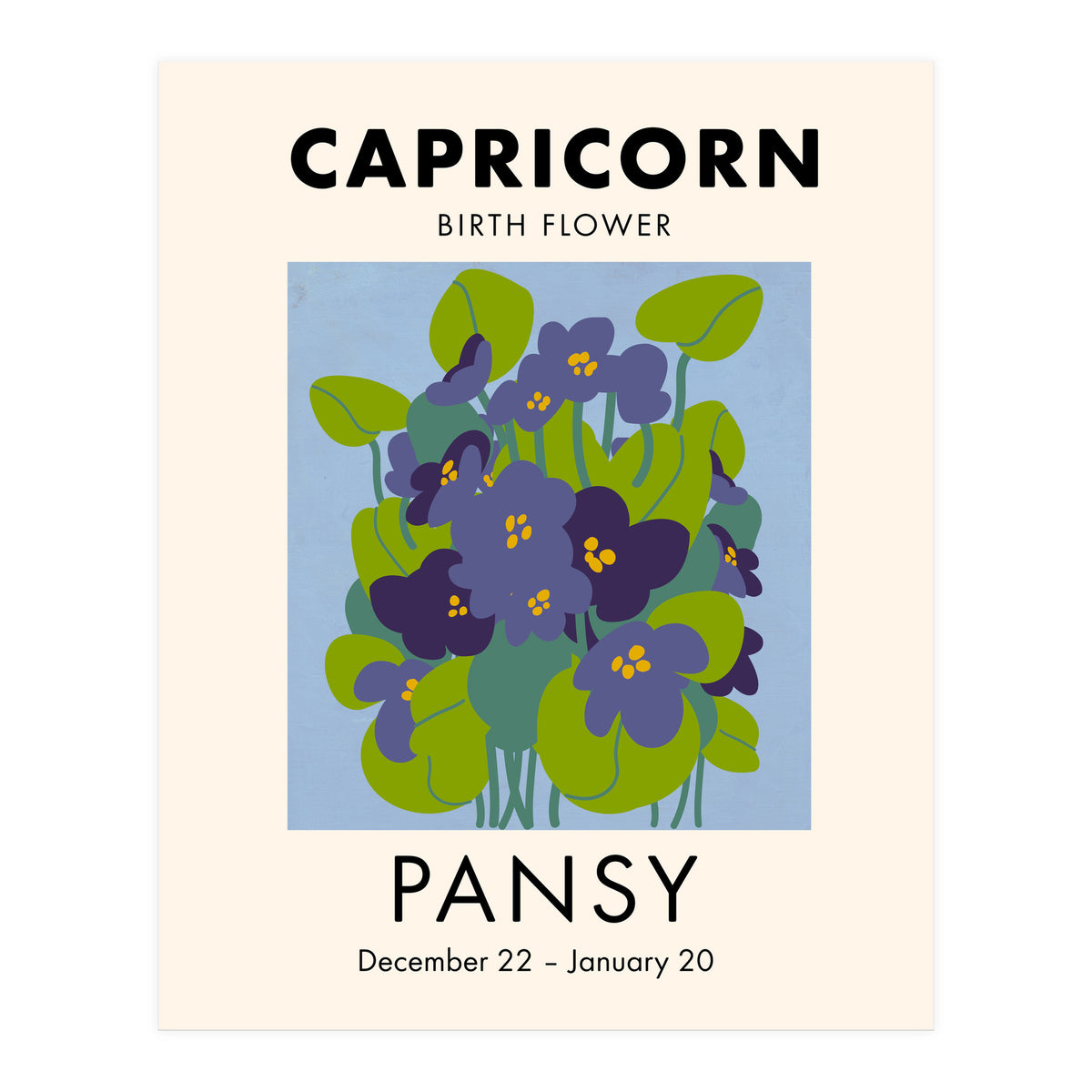 Capricorn Birth Flower Pansy (Print Only)