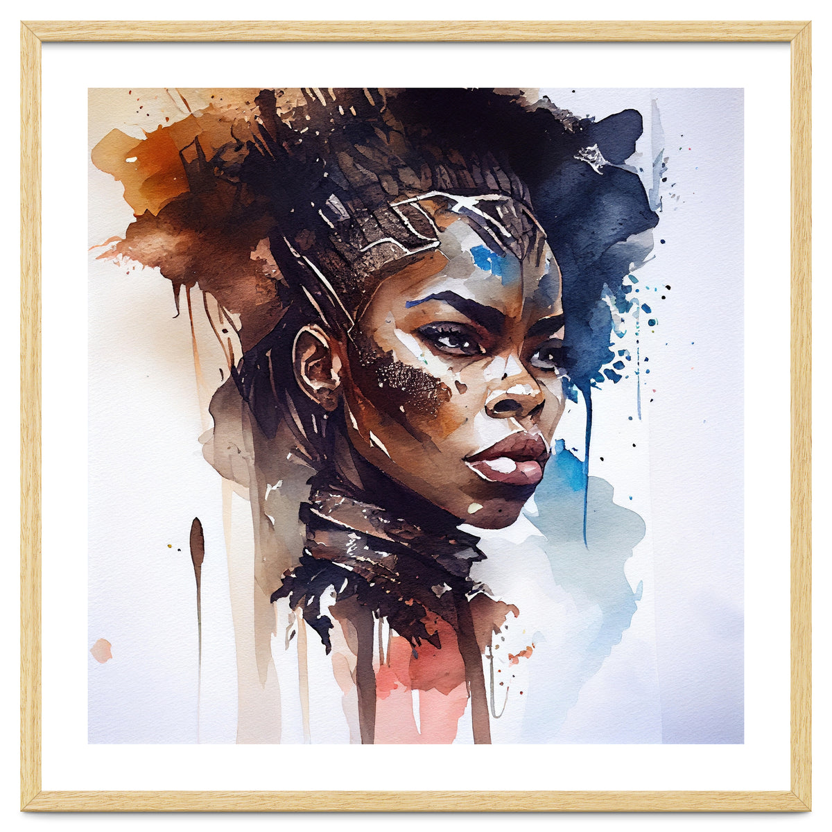 Watercolor African Warrior Woman #8