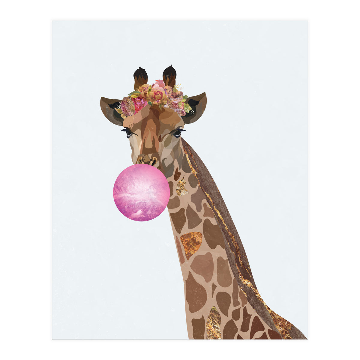 Bubble gum Giraffe Portrait (Print Only)