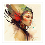 Watercolor Floral Indian Native Woman #14 (Print Only) thumbnail