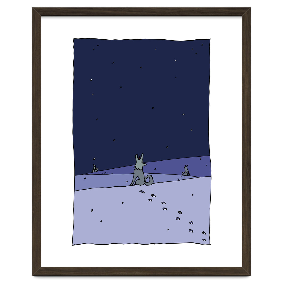 Dogs in Winter Night