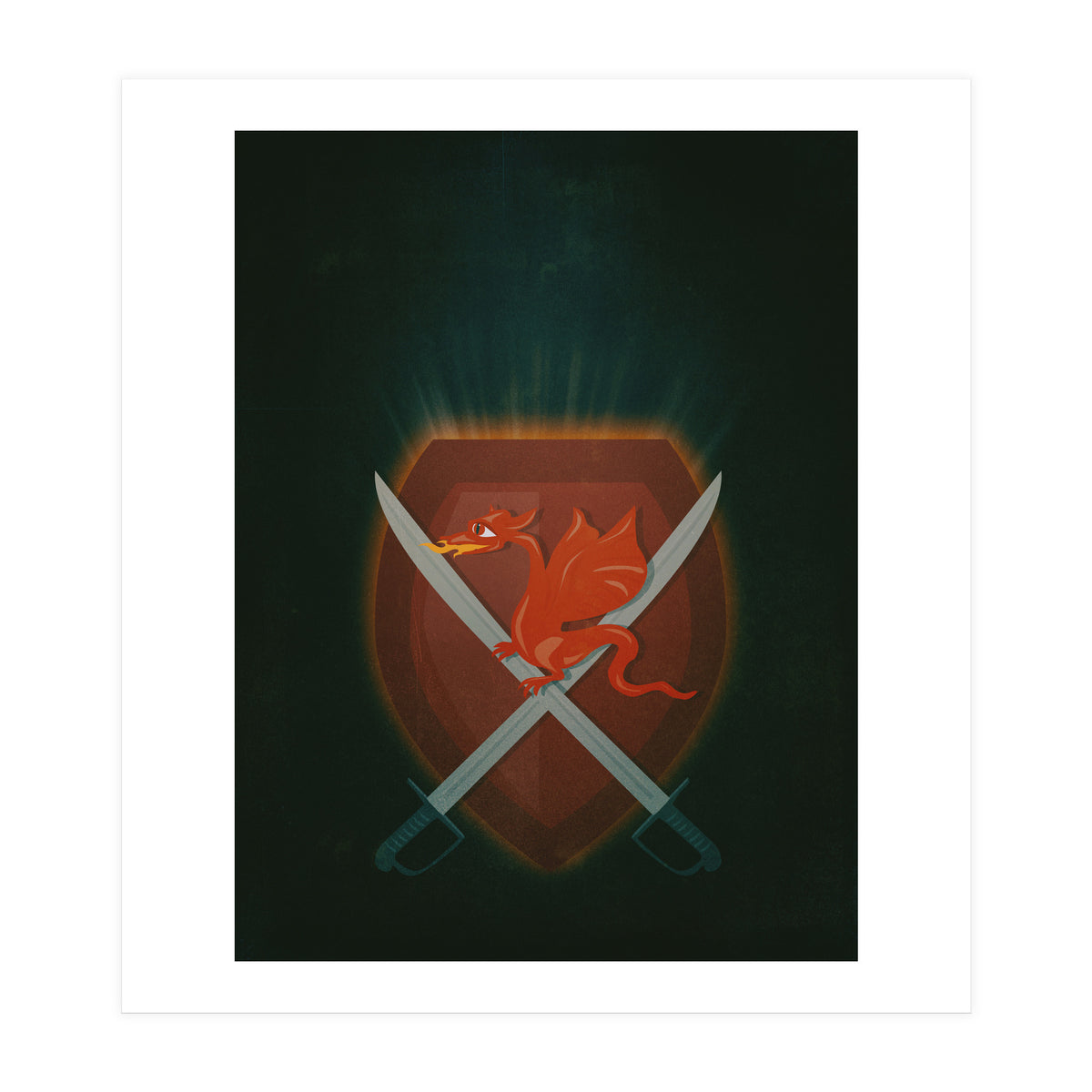 Heraldic dragon and cutlasses (Print Only)