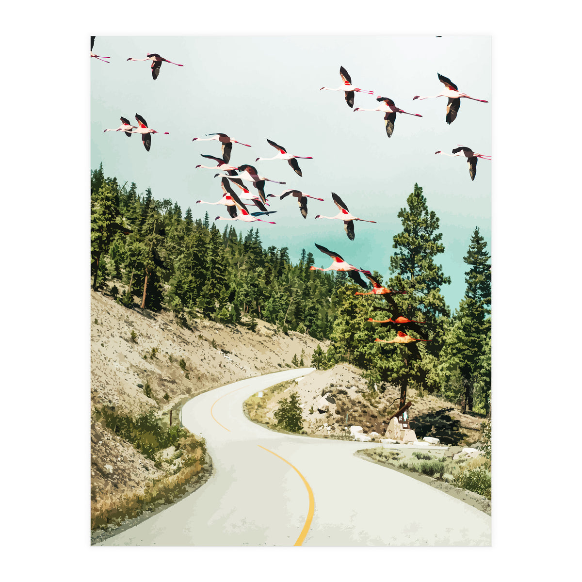 Flamingo Flight (Print Only)