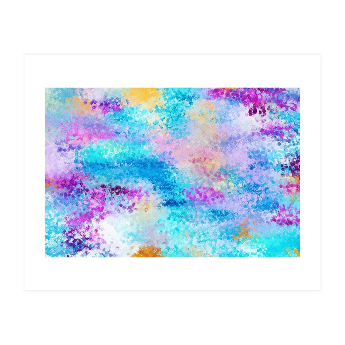 Mixed Emotions, Abstract Blue Colorful Painting, Eclectic Modern Bohemian Shapes Ocean (Print Only)