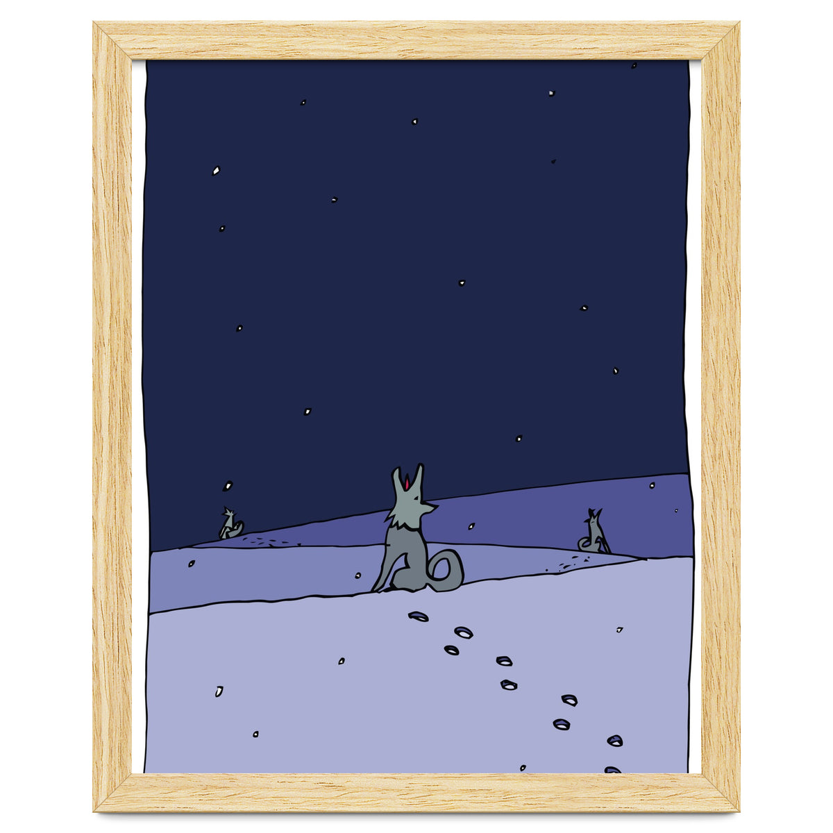 Dogs in Winter Night