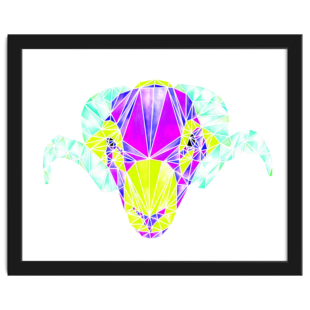 Colourful Geometric Swaledale Sheep Tup with White Lines