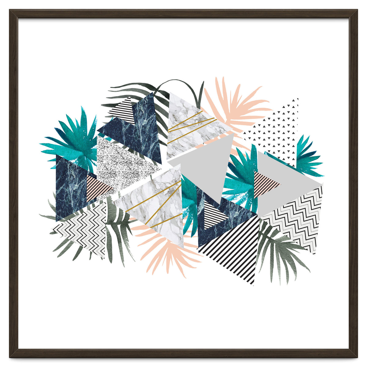 Abstract of geometric patterns with plants and marble I