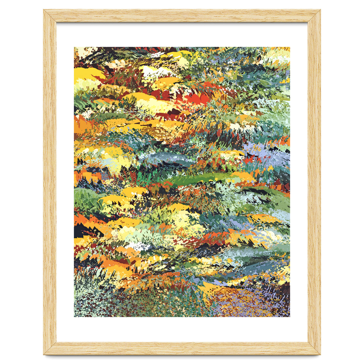 Autumn Forest, Nature Jungle Painting, Botanical Plants Abstract Illustration, Contemporary Modern Boho