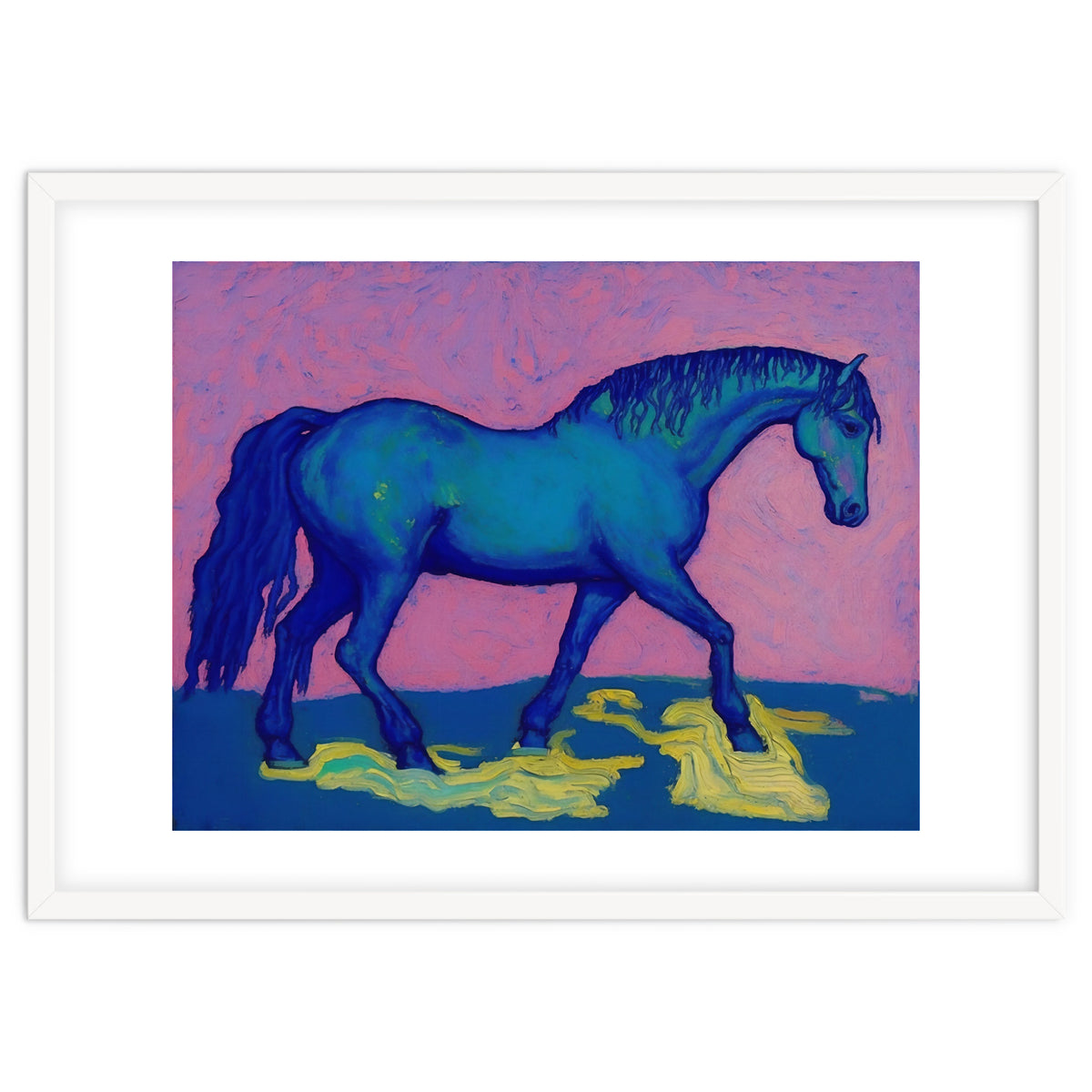 Blue Horse Abstract Painting