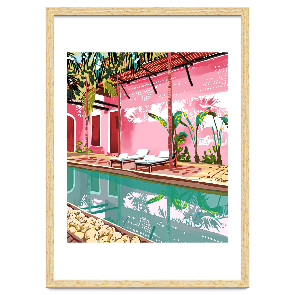 Vacay Villa | Blush Pink Summer Architecture | Tropical Travel Building | Palm Bohemian Resort