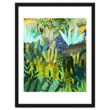 Wild Jungle Painting, Forest Dark Botanical Nature, Plants Tropical Eclectic Modern Illustration thumbnail