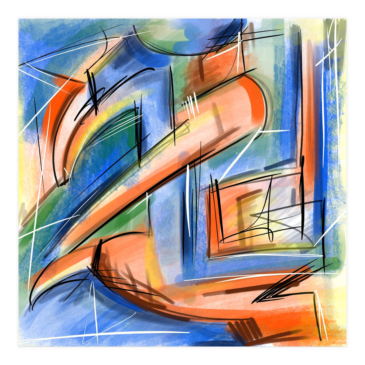 Emersions In Blue And Orange (Print Only)