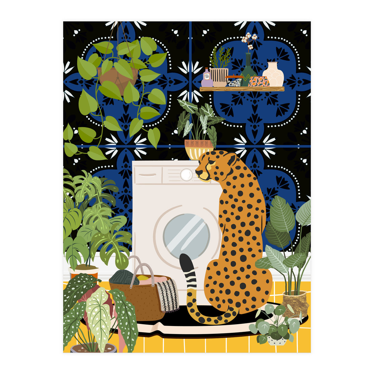 Cheetah in Moroccan Style Laundry Room (Print Only)