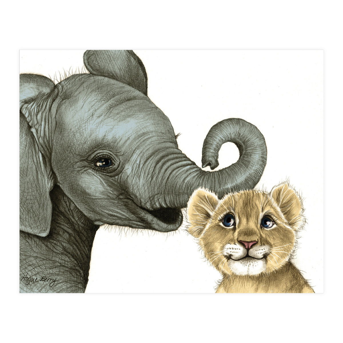 Best Friends, Elephant and Lion (Print Only)
