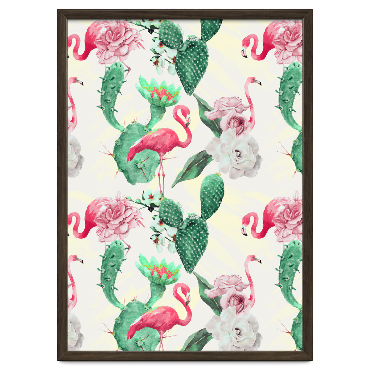 Flamingos, geometric and flowers