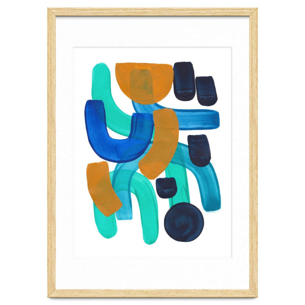 Fun Colorful Blue Turquoise Shape Yellow Accent