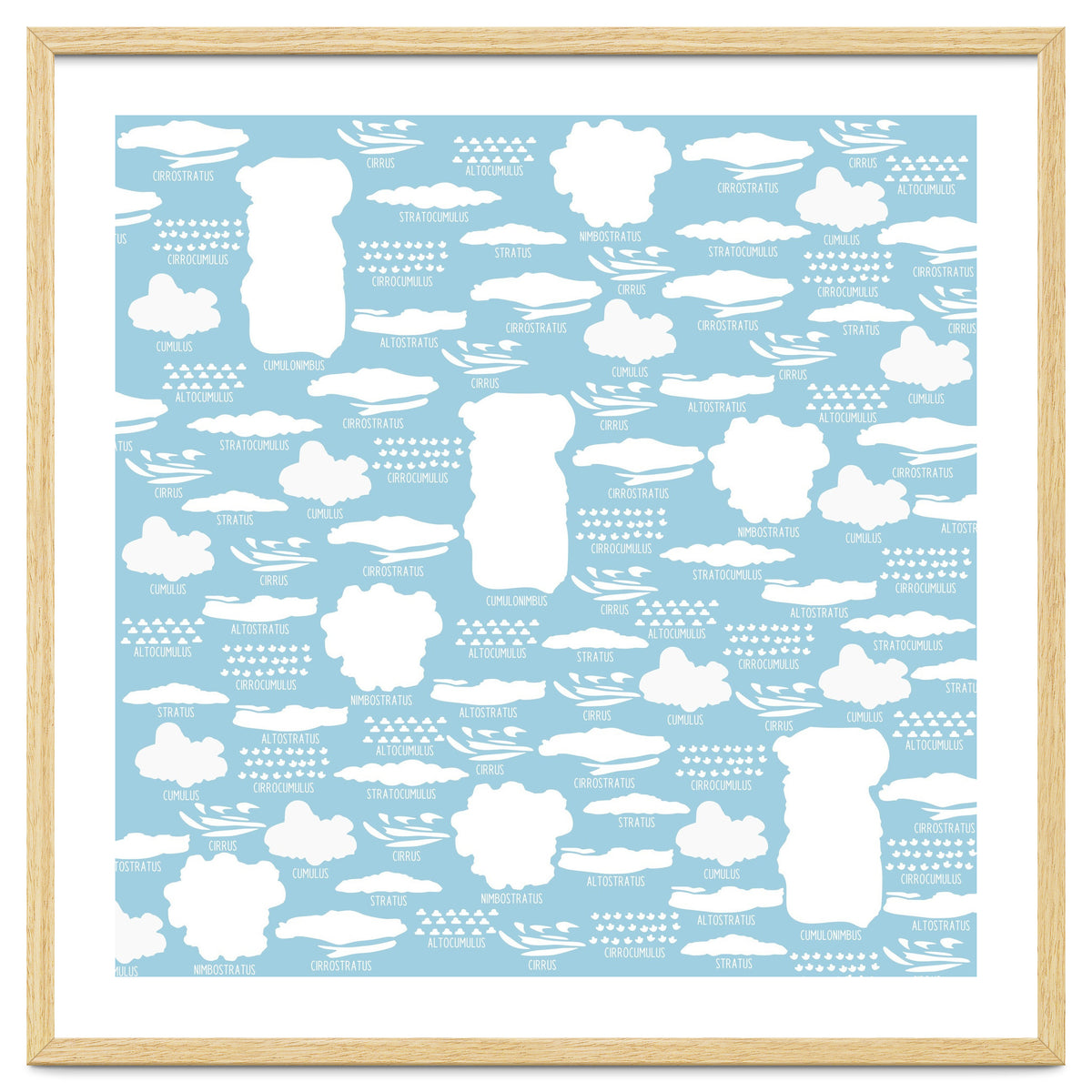 Clouds landscape on blue background