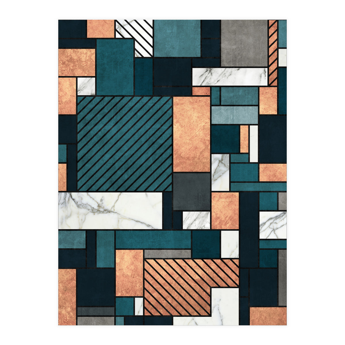 Random Pattern - Copper, Marble, and Blue Concrete (Print Only)