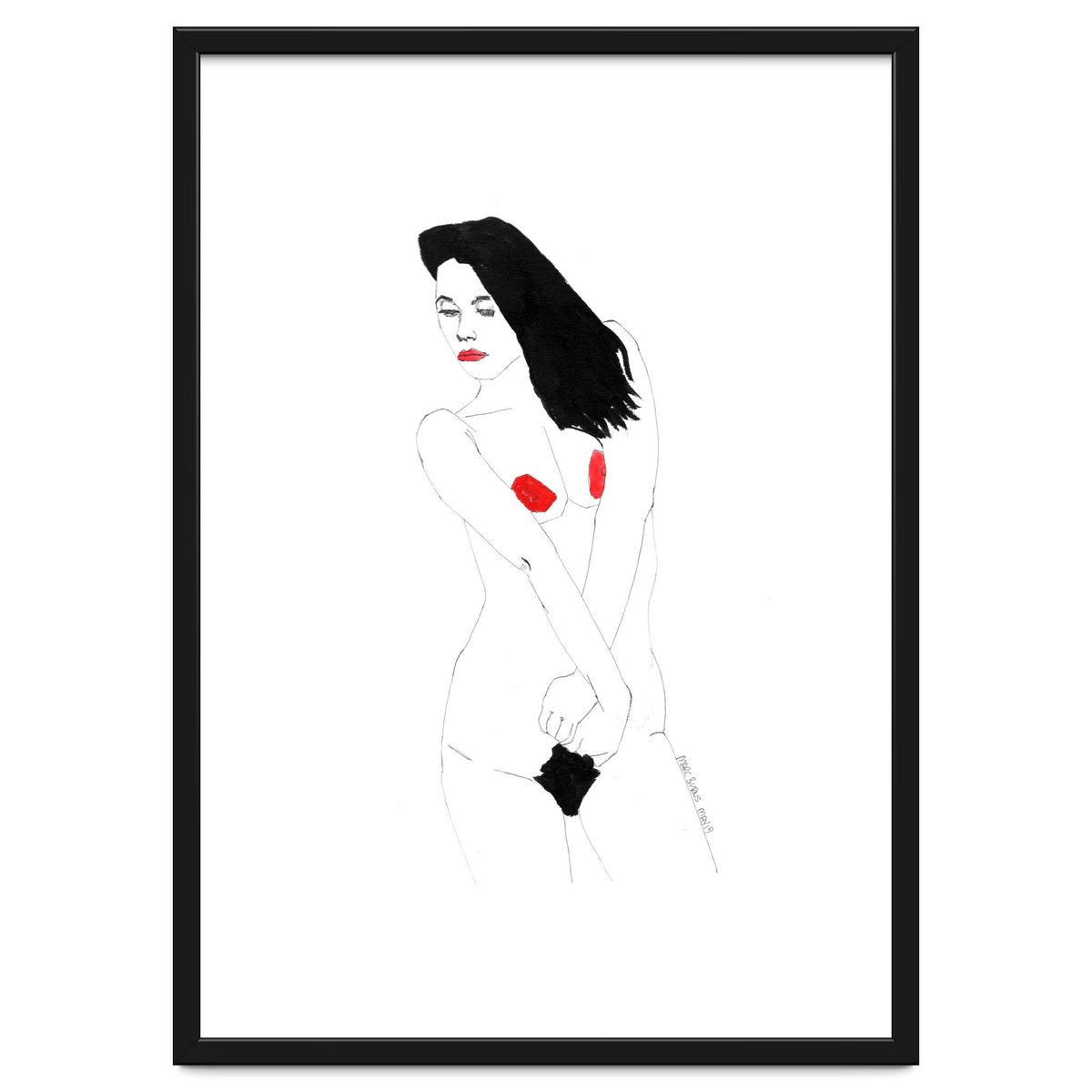 Untitled #19 - Nude in black and red