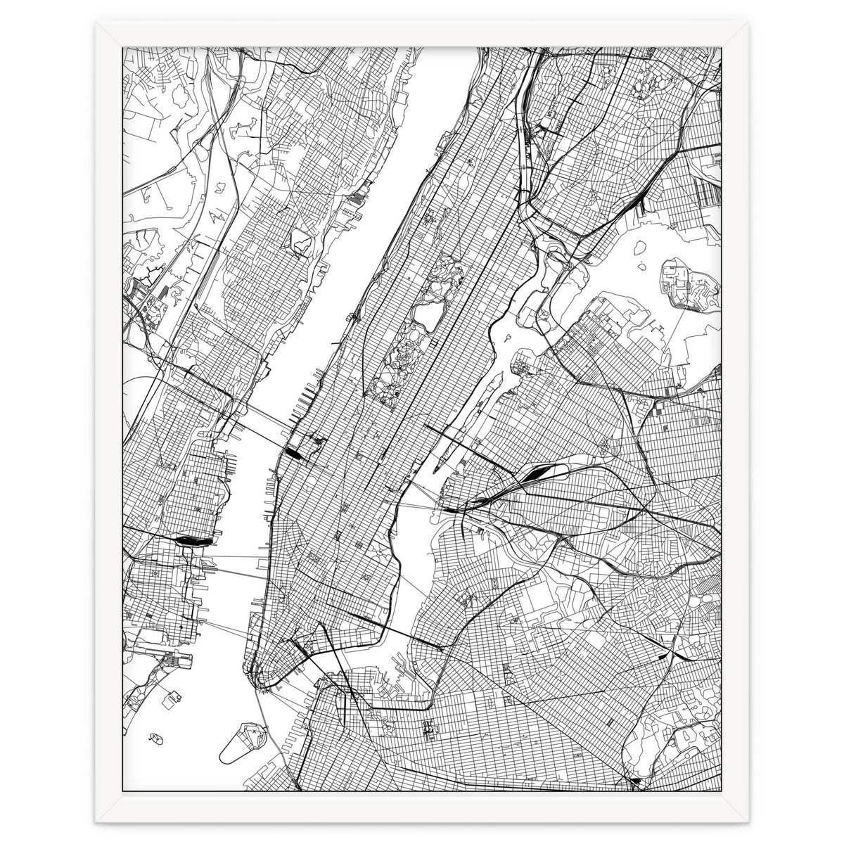 New York City White Map