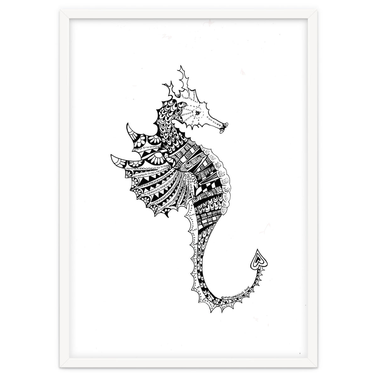Seahorse Dragon Zen Doodle