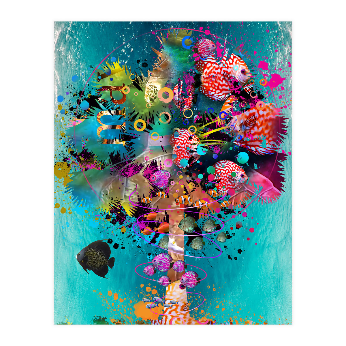 Surf Palm 02 Halfed Large2 (Print Only)