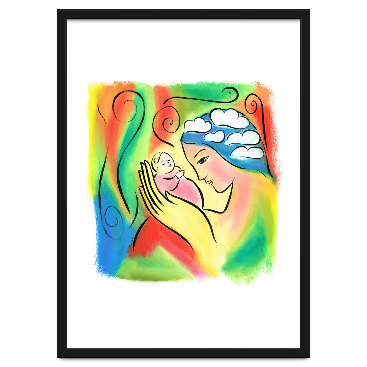 Woman And Baby With Clouds