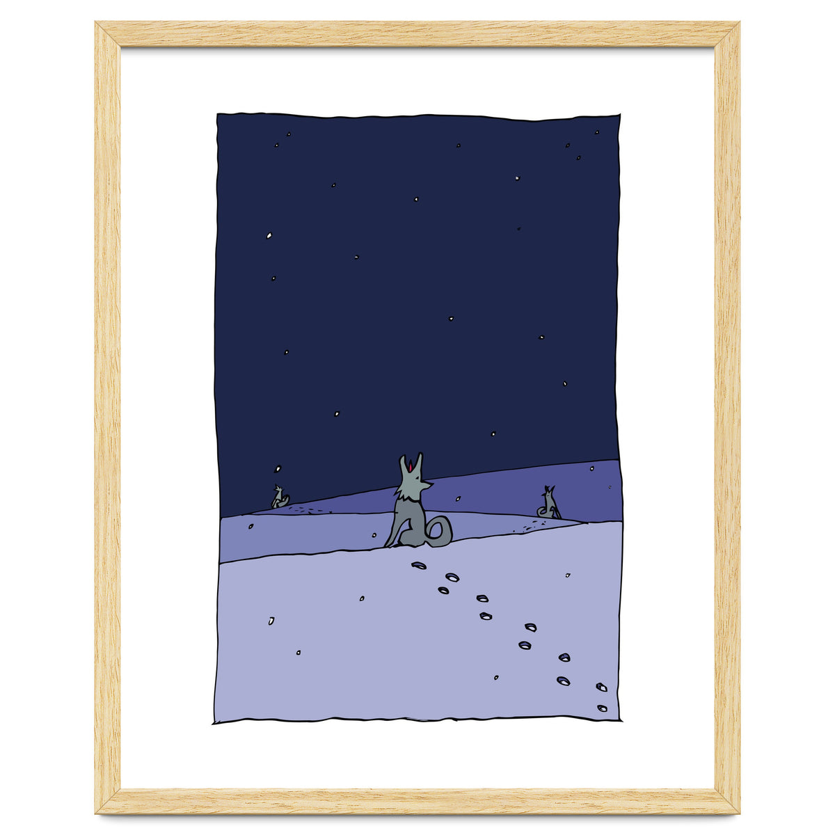 Dogs in Winter Night