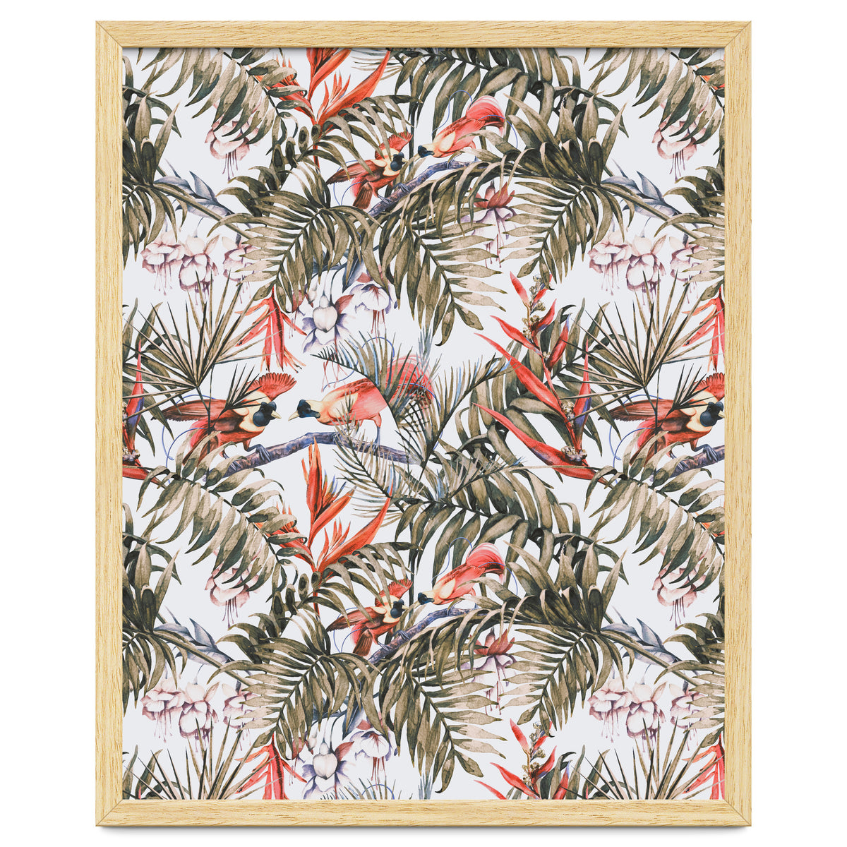 Exotic birds in the jungle paradise