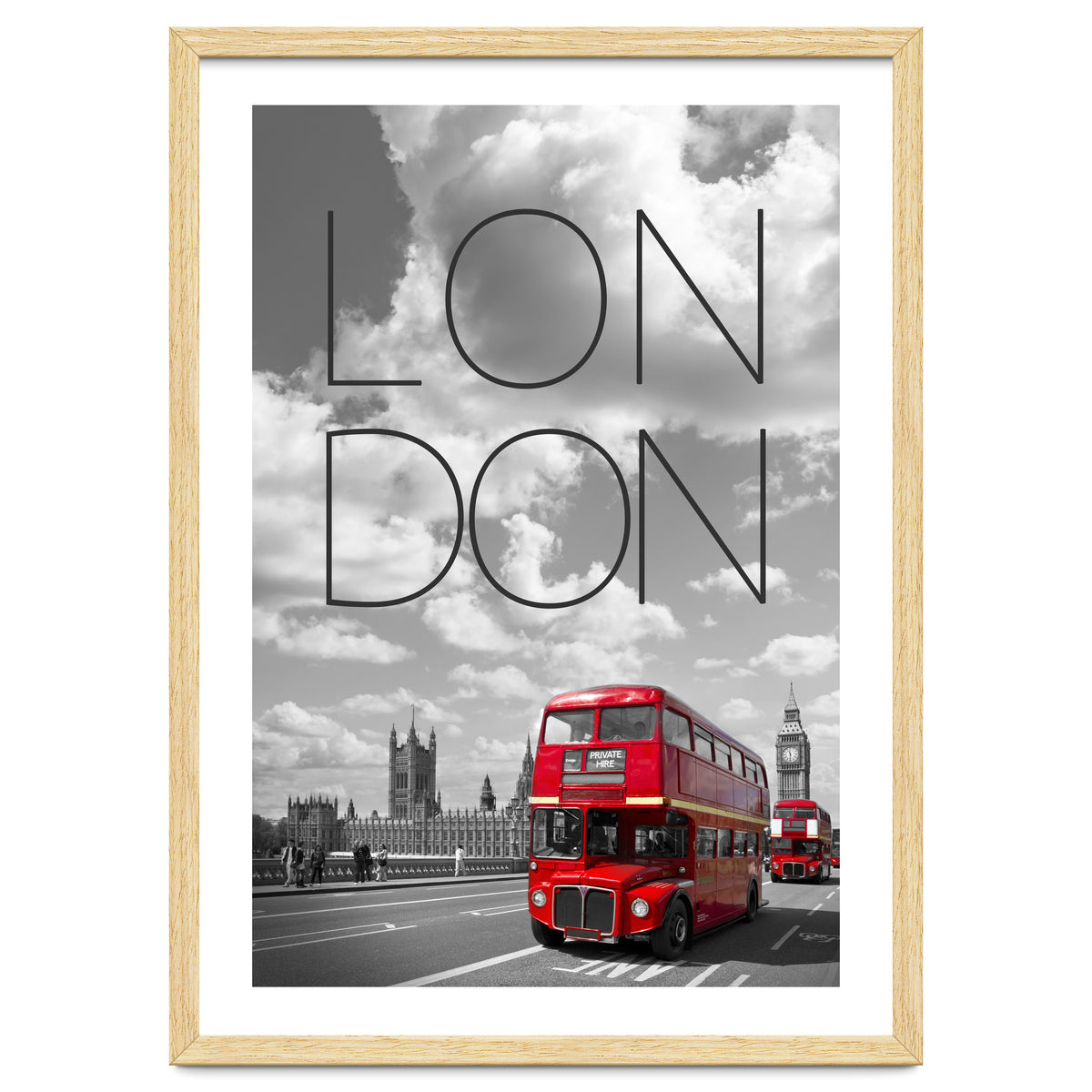 Red Buses in London | Text & Skyline