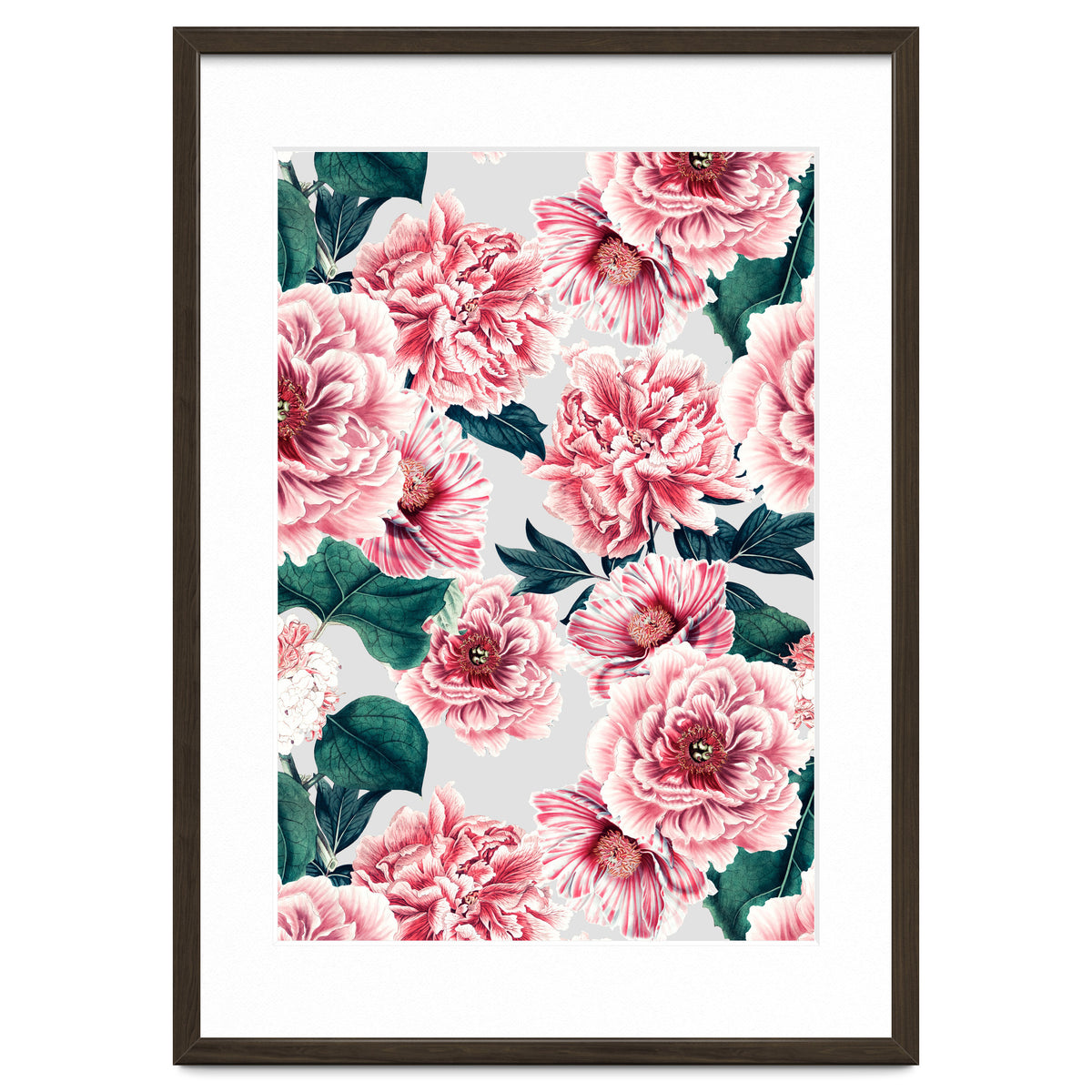 Pattern pink vintage peonies