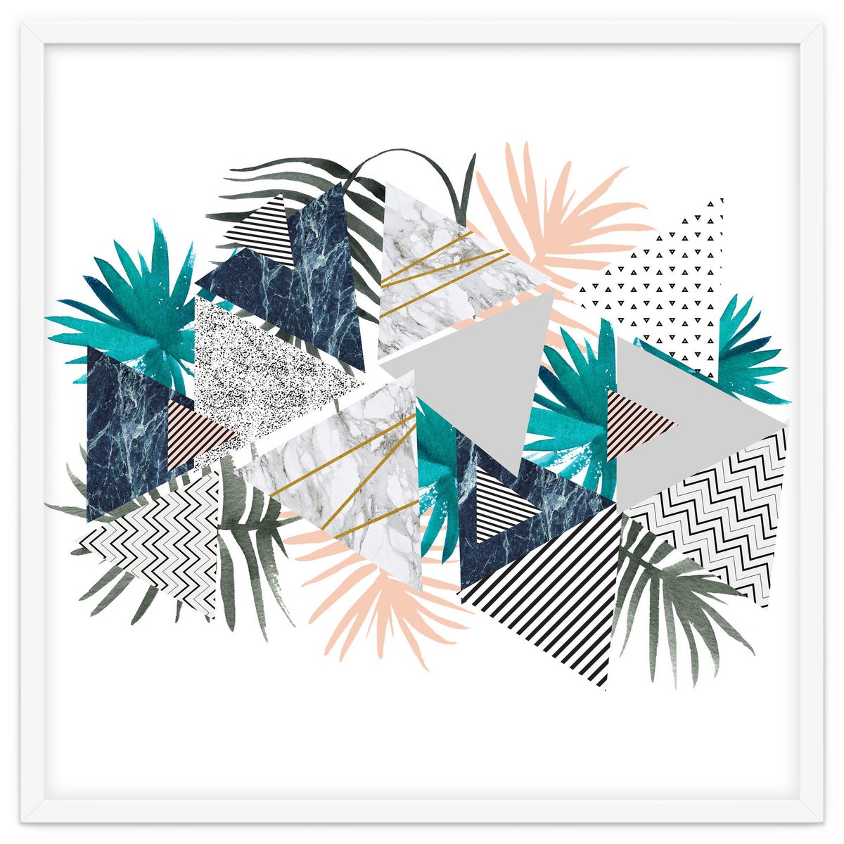 Abstract of geometric patterns with plants and marble I