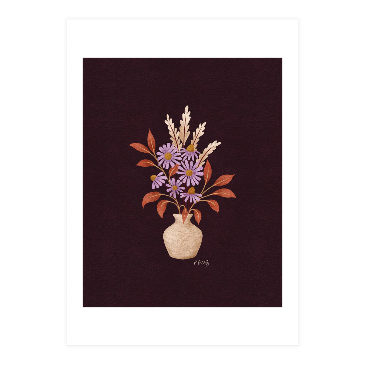 Purple Floral Vase Still Life (Print Only)