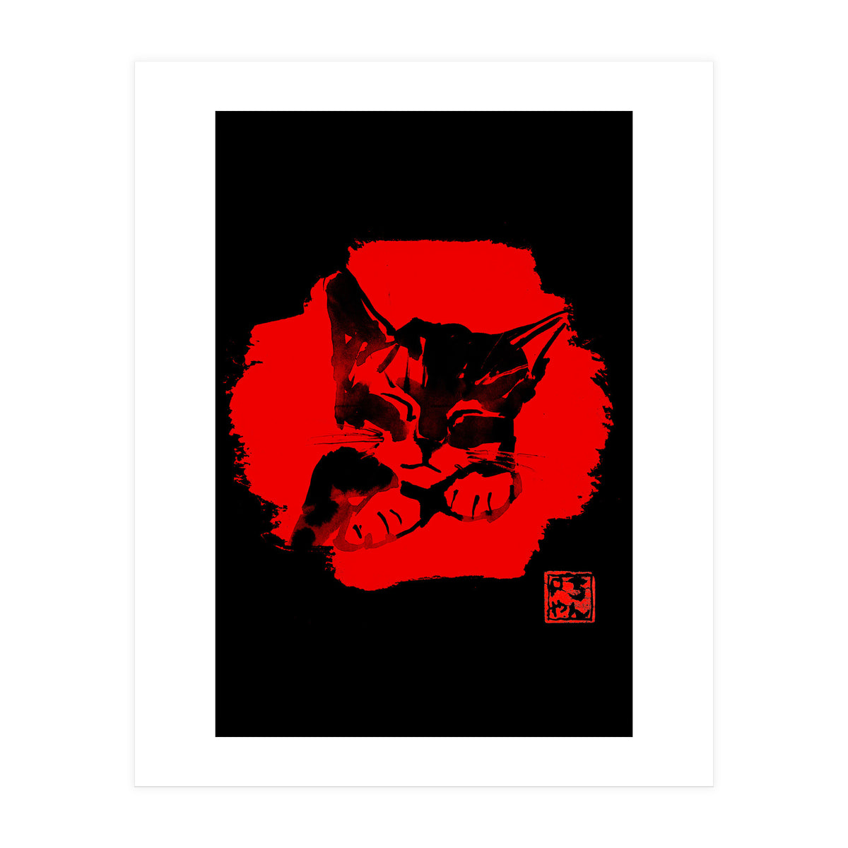 cute cat in red (Print Only)